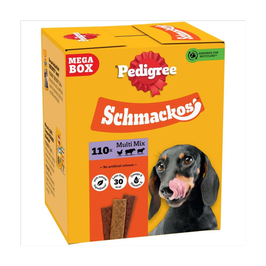 Pedigree Schmackos Mega Pack 110/112 Strips Snacks, Dog Treat Multipack with Beef, Lamb and Poultry Flavours