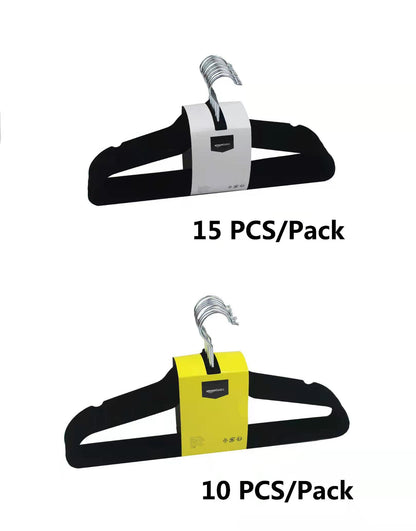 Amazon Basics Slim Velvet Non-Slip Suit Hangers - Pack of 50, Black