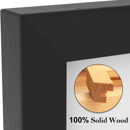 wyewye A4 Frame Wooden Photo Frames with A5 Mount, A4 Picture Frames with Stand Tabletop or Wall Hanging, A4 Black Frame Poster Frame with Plexiglass Window, Black