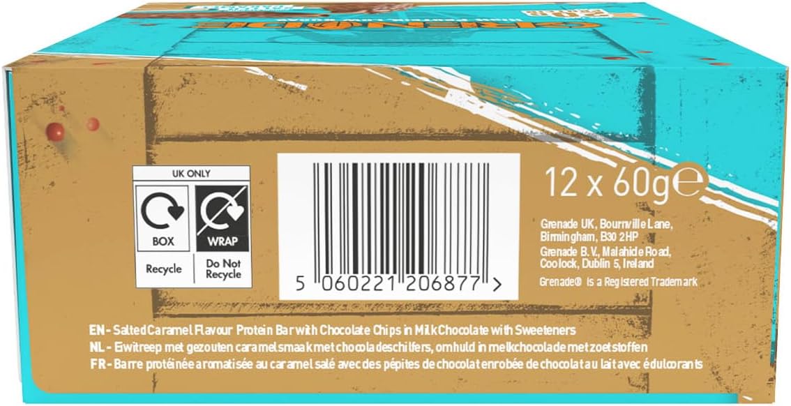 Grenade Chocolate Chip Salted Caramel Protein Bars, 12 x 60 g