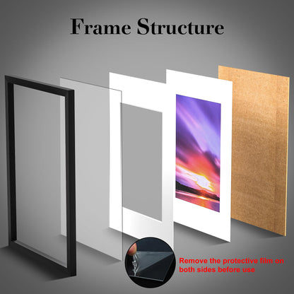wyewye A4 Frame Wooden Photo Frames with A5 Mount, A4 Picture Frames with Stand Tabletop or Wall Hanging, A4 Black Frame Poster Frame with Plexiglass Window, Black