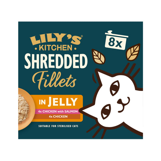 Lily’s Kitchen Shredded in Jelly, Adult Cat Wet Food Multipack 48xTins (70g), Grain-free Recipe, Complete Nutrition, With Natural Ingredients, With Freshly Prepared Meat, or Fish, Wet Cat Food Jelly