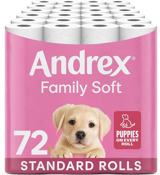 Andrex Family Soft Toilet Roll - 72 Toilet Rolls, Bulk Buy, Fragrance Free, FSC Certified