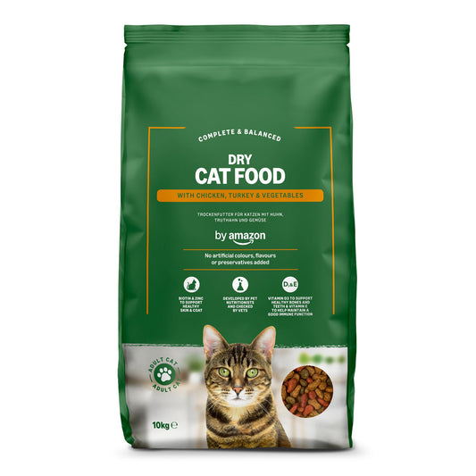 by Amazon - Complete Dry Cat Food with Chicken, Turkey and Vegetables, 1 pack of 10kg