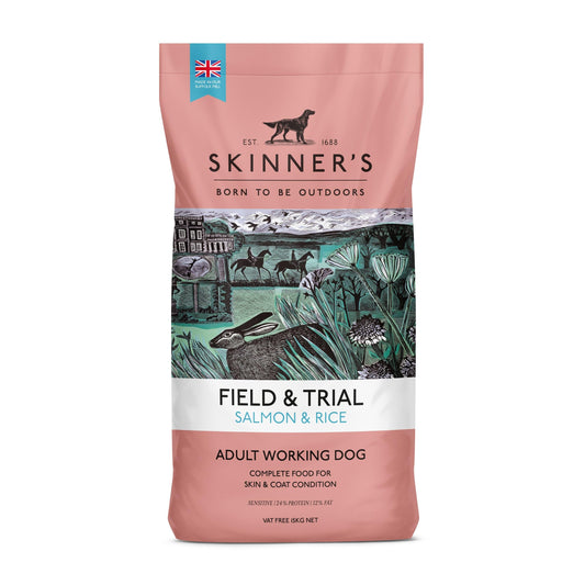 Skinners Field & Trial Salmon & Rice 15kg, Complete Dry Adult Working Dog Food, Gentle Digestion, Glossy Coat